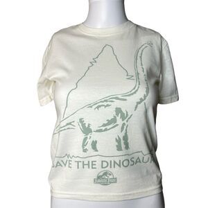 Jurassic Park Save The Dinosaurs Short Sleeve Shirt White & Green Size 8